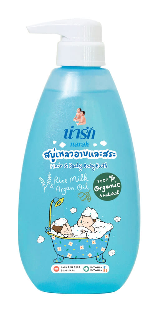 สบู่เหลวอาบและสระออร์แกนิก NARAK ไรซ์มิลค์&อาร์แกนออยล์ 380 มล.